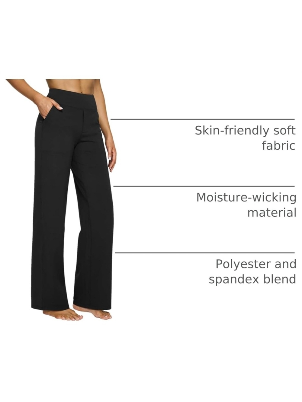 G4Free Black Wide-Leg Pants with Pockets - Women M